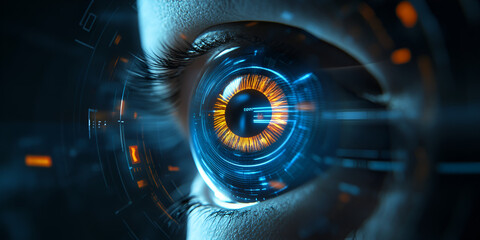 Futuristic Iris Recognition System for Security | Digital Eye Scan Authentication | High-Tech Biometric Eye Scan Technology  
