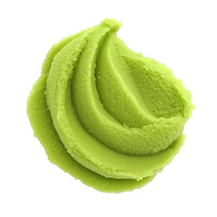 Fresh green wasabi paste isolated on white background