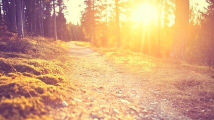 Forest path to light for a tourism blog header