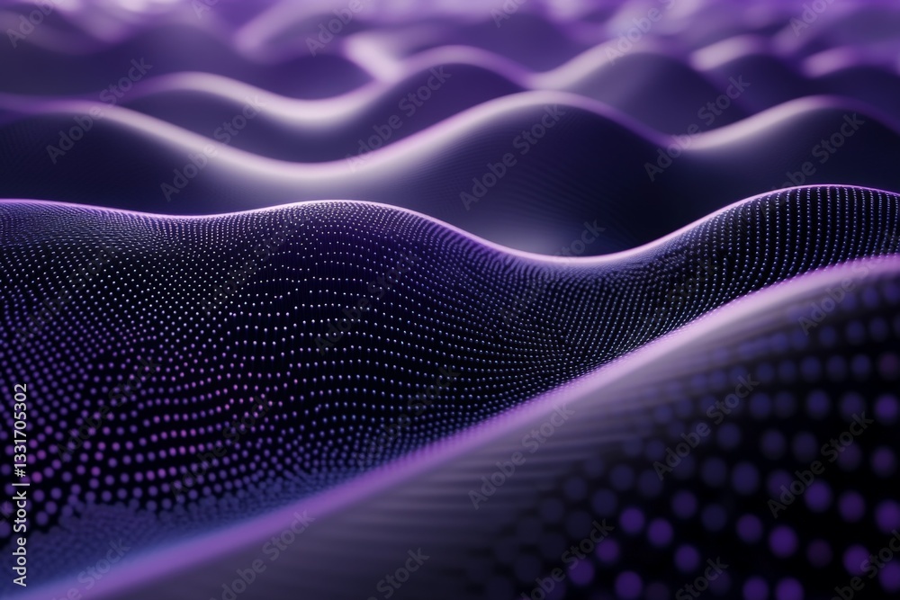 Poster digital waves undulate in shades of purple, creating a mesmerizing abstract landscape