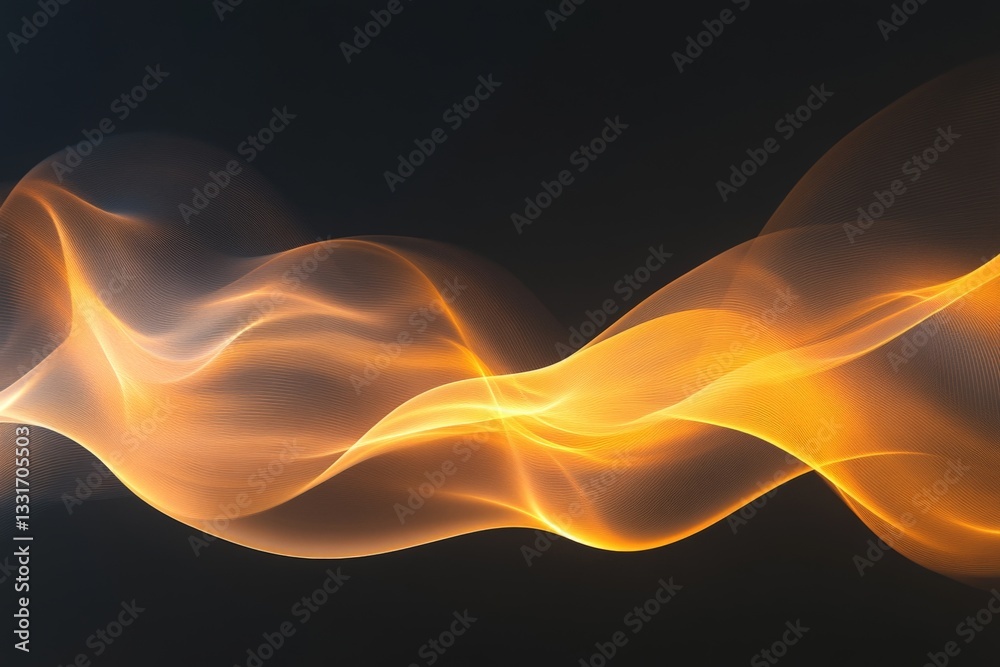 Poster Fluid patterns of light create an atmospheric display of waves and movement in a dark background
