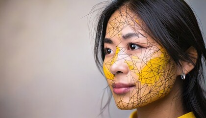 Abstract Female Portrait Sketch &ndash; Artistic Design with Space for Text
