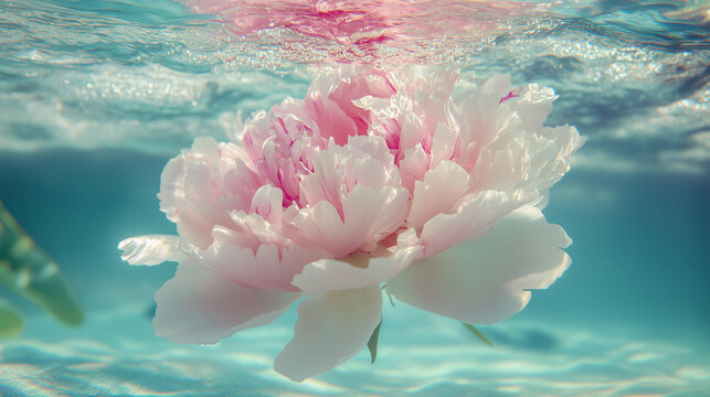 pink peony flower under water