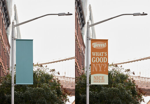 Fly banner Mockup in  New York City