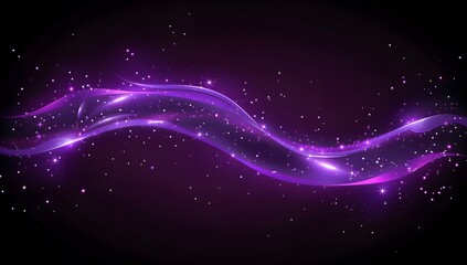 Fototapeta premium Abstract Purple Wave Background with Glowing Particles and Light Streaks
