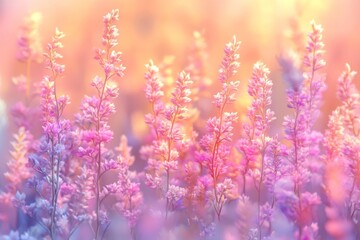 Obraz premium Colorful wildflowers bloom in a vibrant field during golden hour