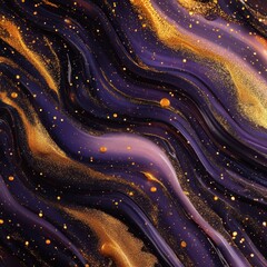 Cosmicinspired fluid waves with galactic gold accents, celestial luxury theme