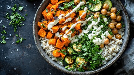Cooked Millet Bowl with Roasted Vegetables