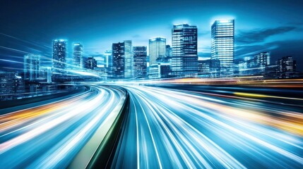Fototapeta premium Night City Highway Speed Blur