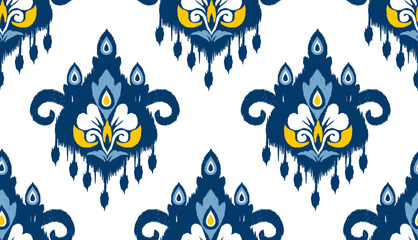 Obraz premium geometric ethnic vintage texture vector art design. textile fashion pattern line ikat seamless pattern and batik fabric texture asian background wallpaper geometry indian. Ethnic abstract ikat art . 