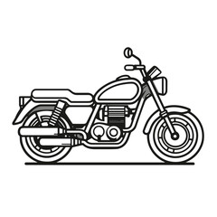 Obraz premium Classic retro motorcycle icon in black and white. Hand-drawn vintage motorcycle symbol