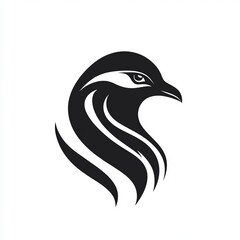 Abstract Black and White Bird Head Illustration