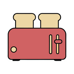 Minimalist Kitchen Toaster with Bread Vector Illustration.