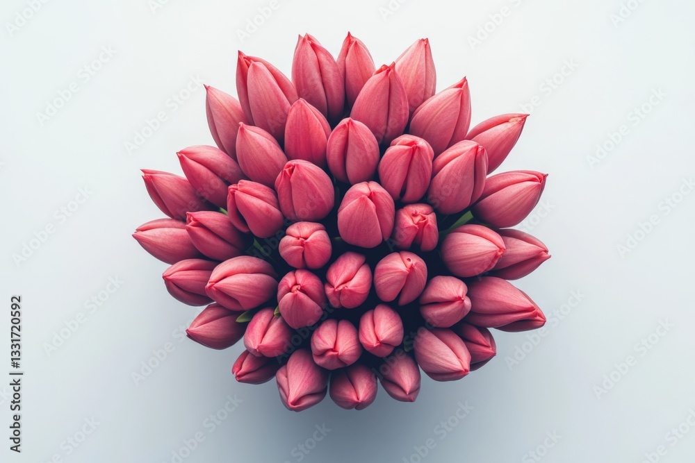 Aufkleber beautiful pink tulips arranged in a circular bouquet on a clean surface for a cheerful display in sp