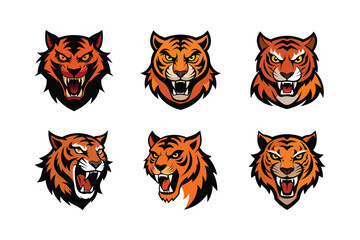 Angary tiger head mascot logo set