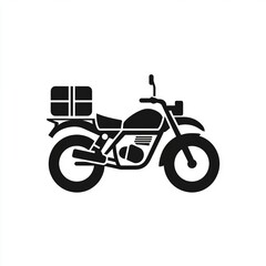 Fototapeta premium Black And White Motorcycle Illustration With Luggage Carrier
