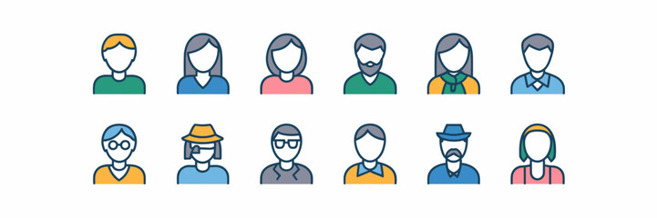 Diverse people icons vector illustration &ndash; Suitable for HR materials, diversity campaigns, or social networking content.