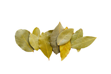 Fototapeta premium Dried bay leaves on white background.