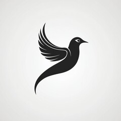 Obraz premium Black Bird in Flight Minimalist Silhouette Illustration