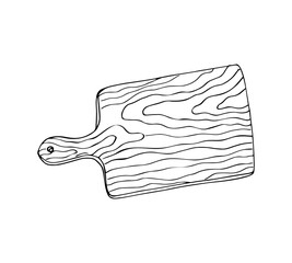 Chopping wooden board. Kitchen utensil, cutting board isolated on white background.