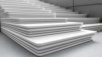 White architectural staircase design with modern minimalistic characteristics and feel