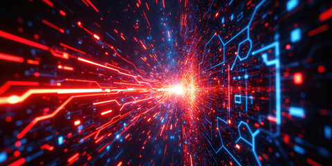 Cybersecurity Firewall Defense - A glowing, impenetrable digital wall made of hexagonal energy shields, pulsating in shades of neon blue