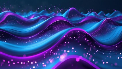 A Cosmic Ocean Of Vibrant Blue And Purple Waves, Shimmering With Ethereal Stardust, Evokes A Sense Of Wonder And Tranquility In A Digital Dreamscape