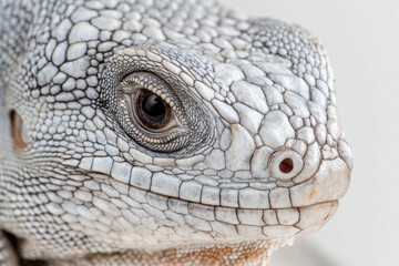 Naklejka premium Iguana with textured skin, captured on a white background, representing exotic beauty