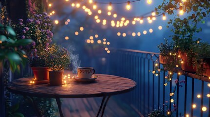 Balcony Evening Calm; City Lights, Warmth, Relaxing