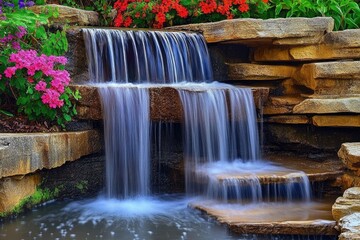 Naklejka premium Starved Rock State Park Waterfall: A Natural Wonder in the Illinois Canyon Landscape