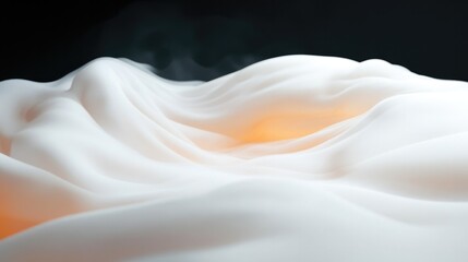 Soft, billowing clouds of white foam with hints of warm orange g