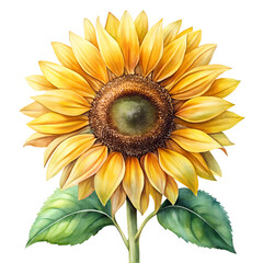 Fototapeta premium Vibrant Sunflower Watercolor Painting A Botanical Illustration