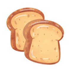 Bread clip art, clip art of bread, hand drawn watercolor painting of toast, white bread illustration vector, white bread isolated on white background