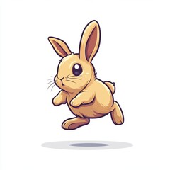 Fototapeta premium Cute Light Brown Bunny Rabbit Hopping Pixel Art Illustration