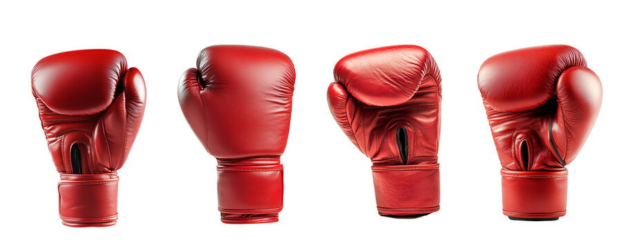 Set of red boxing glove, isolated on a white background