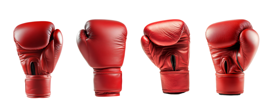 Set of red boxing glove, isolated on a white background