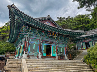 Historic Korean Temple with Traditional Wooden Architecture