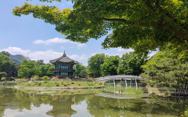 Hyangwonjeong Pavilion Reflected in Gyeongbokgung Palace Pond