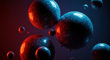 Naklejka premium Abstract spheres in vibrant neon light.