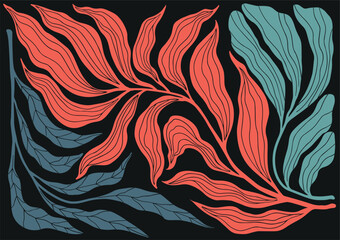 Boho Midcentury Modern Leaf & Floral Ornament Collection – Elegant Botanical Design	