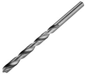 Drill bit isolated on a transparent background. Completely in focus. Full depth of field. PNG.