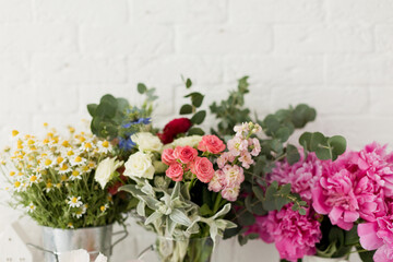 Flowers in vases indoors