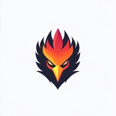 Naklejka premium Fiery Phoenix Head Emblem Pixel Art Design