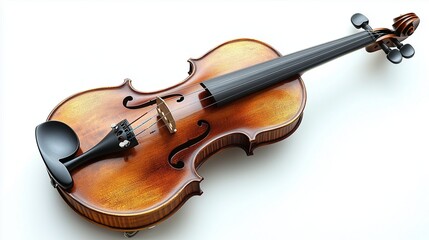 Wooden violin isolated against a solid white background.