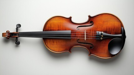 Fototapeta premium Wooden violin isolated against a solid white background.