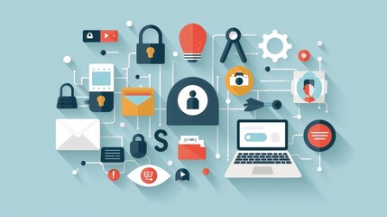 Digital Security Concept with Network Icons and Devices