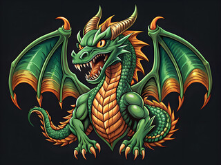 Dragon vector design. t shirt sticker design for dragon. chinese dragon design on blue and black background.
