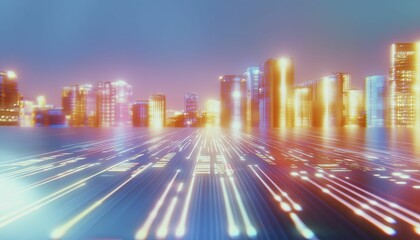 An IoT energy monitoring dashboard, with sharp details and glowing interfaces, set against a backdrop of a smart city skyline.