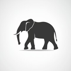 Fototapeta premium Gray Elephant Silhouette Walking, Minimalist Icon Design