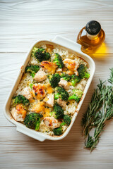 Cheesy Chicken Broccoli Casserole Pasta Bake in a Dish
